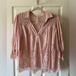 Anthropologie Victorian sheer lace blouse
